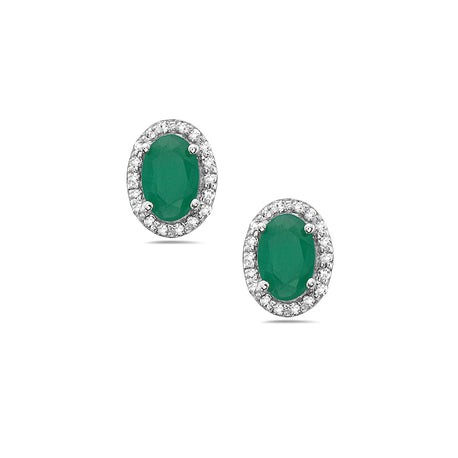Oval Emerald Stud 14K
