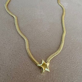 Gold Thick Chain Star Necklace