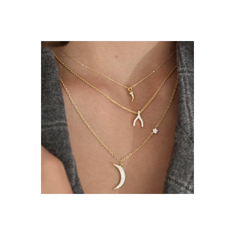 Moon and Single Star Necklace