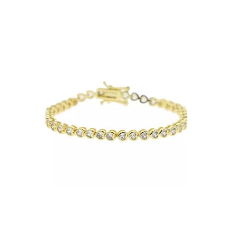 Gold Heart Bezel Tennis Bracelet