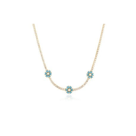 Turquoise Flower Tennis Choker Necklace