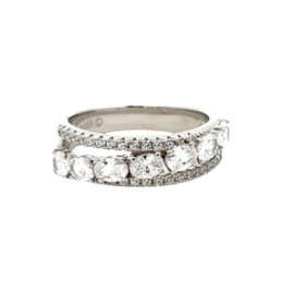 Triple Row Diamond Stone Ring