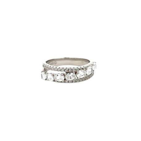 Triple Row Diamond Stone Ring