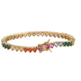 3 Prong Colorful Gold Tennis Bracelet