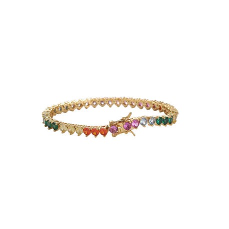 3 Prong Colorful Gold Tennis Bracelet